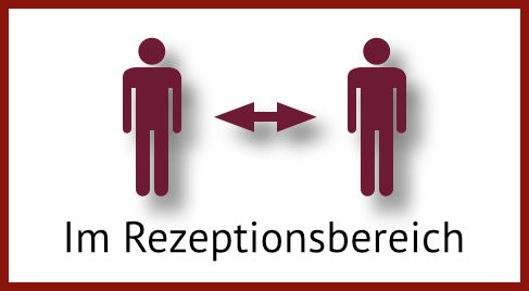 Abstand halten im Rezeptionsbereich